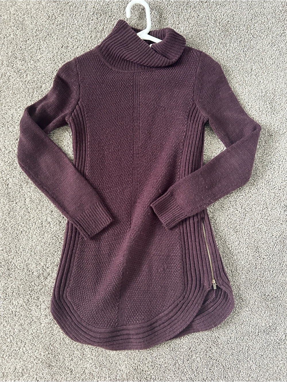 Dynamite Plum Turtleneck Longline Sweater with Side Zip